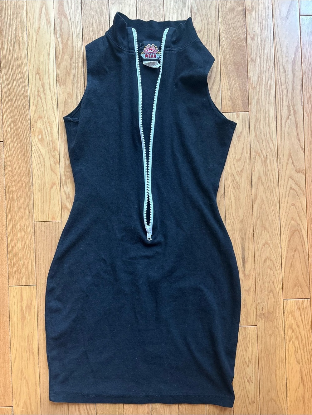 Vintage 90s Kiss Wear - Black - Sleeveless Zip-Front Dress